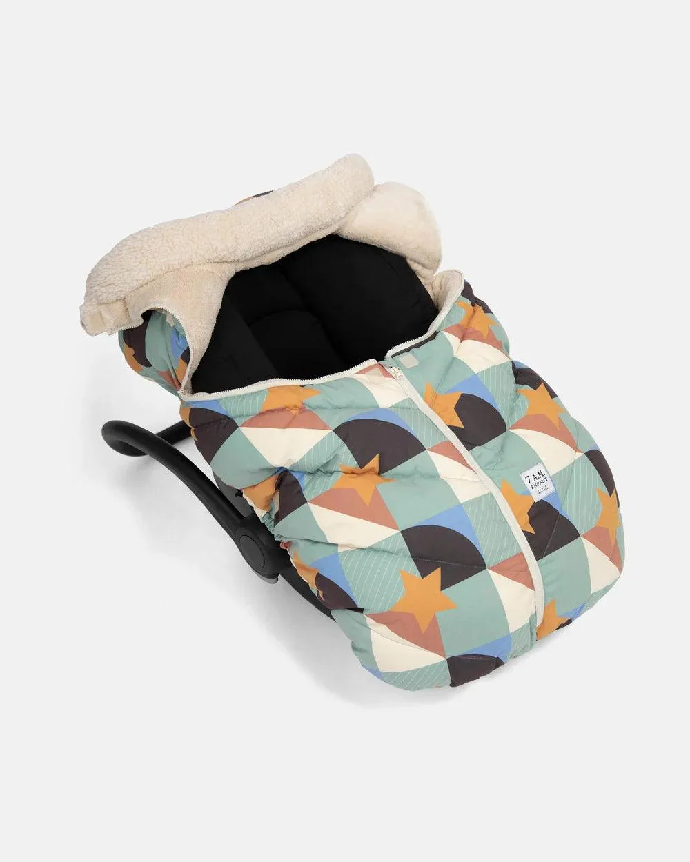 7 A.M. Car Seat Cocoon - Benji Prints Sherpa Cover