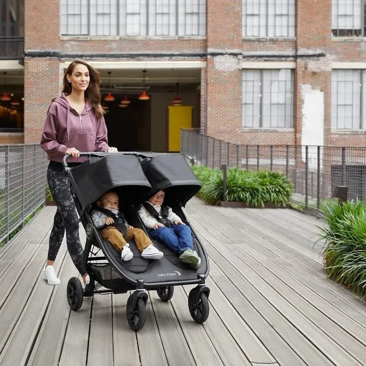 Baby Jogger City Mini GT2 Double Stroller  Jet | All-Terrain, Side-by-Side, One-Hand Fold