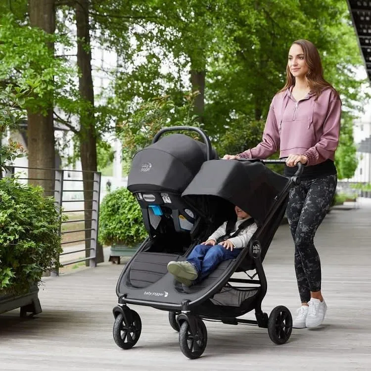 Baby Jogger City Mini GT2 Double Stroller  Jet | All-Terrain, Side-by-Side, One-Hand Fold