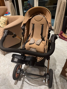 BABYHUG Majestic Stroller Cum Carry Cot With Canopy - Beige