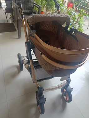 BABYHUG Majestic Stroller/Pram Cum Carry Cot with Canopy - Beige