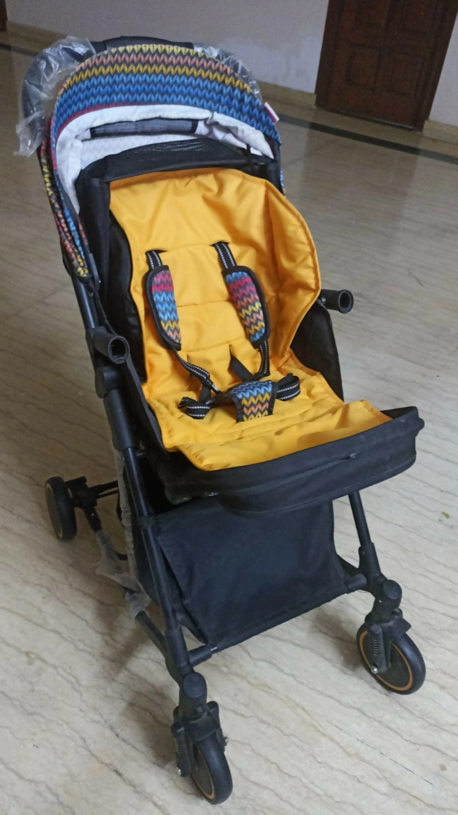 BABYHUG Rock Star Stroller/Pram Cum Rocker with 5 Safety Harness - orange