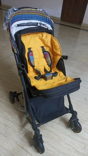 BABYHUG Rock Star Stroller/Pram Cum Rocker with 5 Safety Harness - orange