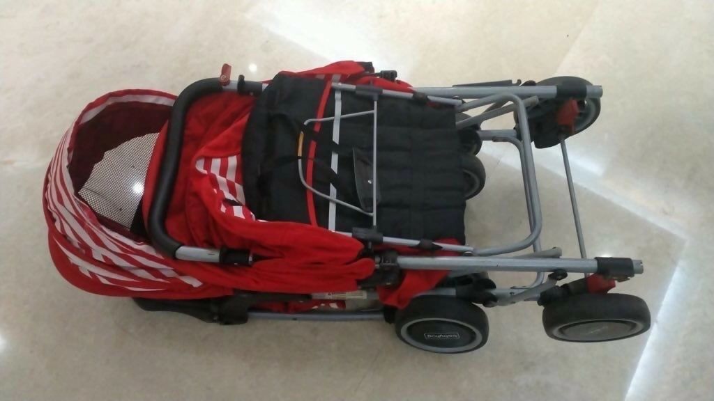 BABYHUG Twinster Easy Foldable Twin Stroller/Pram with Adjustable Legrest - Red