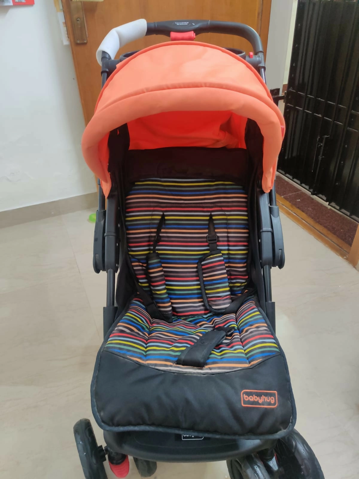 BABYHUG Wander Buddy Stroller/Pram with rear Parent Utility Box with Cup Holder - Orange and Black