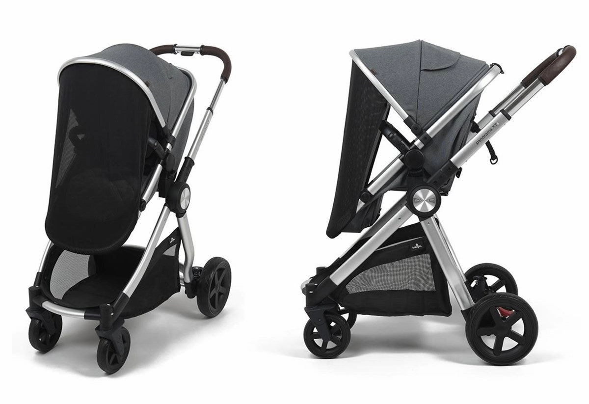 BabyLo Panorama XTi Premium Travel System & Starter Nursery Bundle including Isofix Base 2, Grey on Silver Chassis