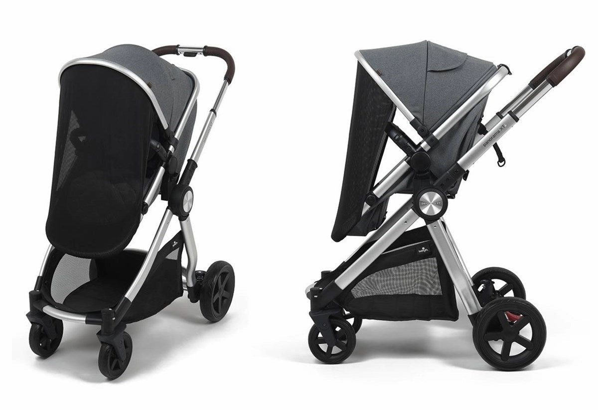 BabyLo Panorama XTi Premium Travel System & Starter Nursery Bundle including Isofix Base 3, Grey on Silver Chassis