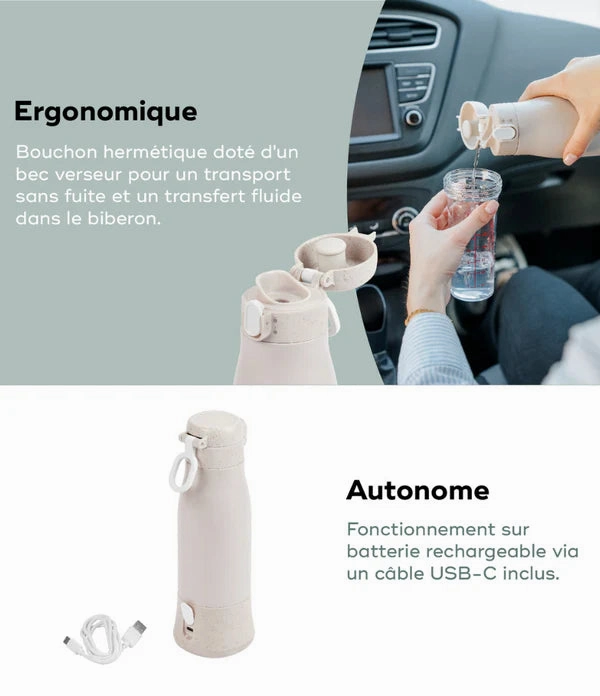 Babymoov Moov & Feed Portable Rechargeable Bottle Warmer  Mineral
