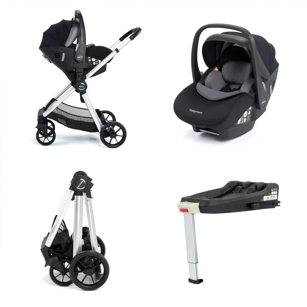 Babymore Mimi Travel System Pecan i-Size Car Seat with Isofix Base - Silver