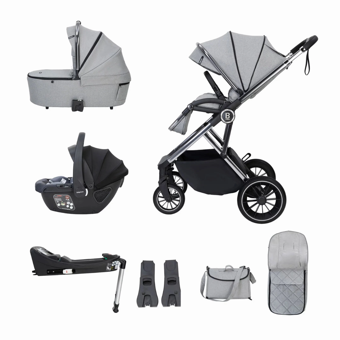 Babymore Chia Travel System Coco with Base  Pearl Grey
