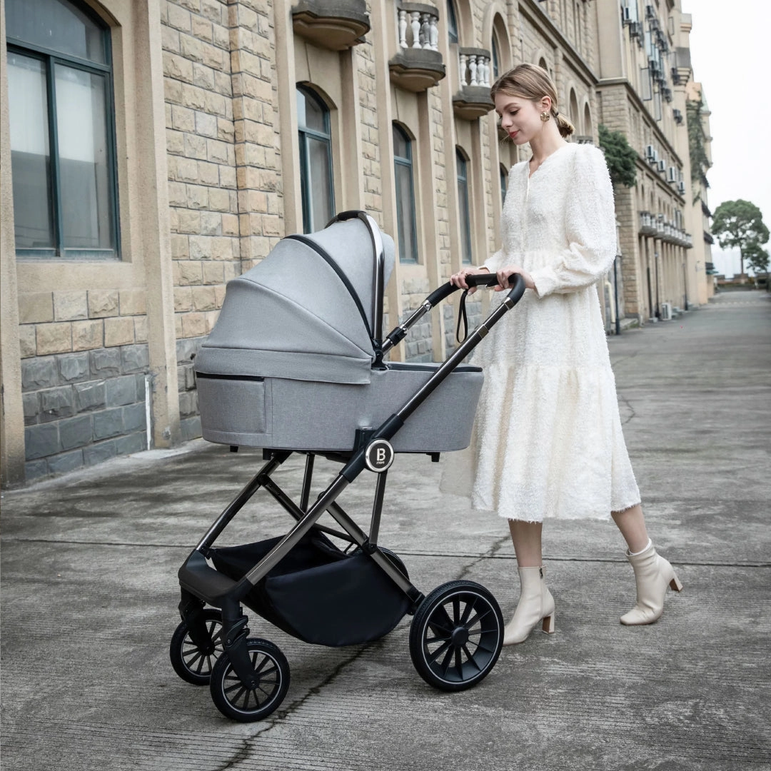 Babymore Chia Travel System Pecan with Base  Pearl Grey