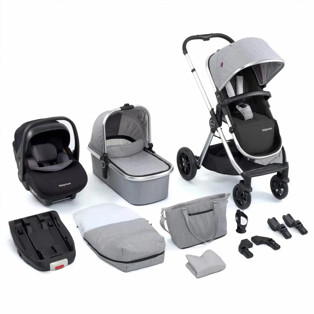 Babymore Memore V2 13 Piece Pecan i-Size Car Seat with Isofix Base - Silver