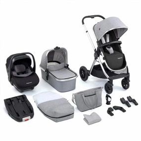 Babymore Memore V2 13 Piece Pecan i-Size Car Seat with Isofix Base - Silver