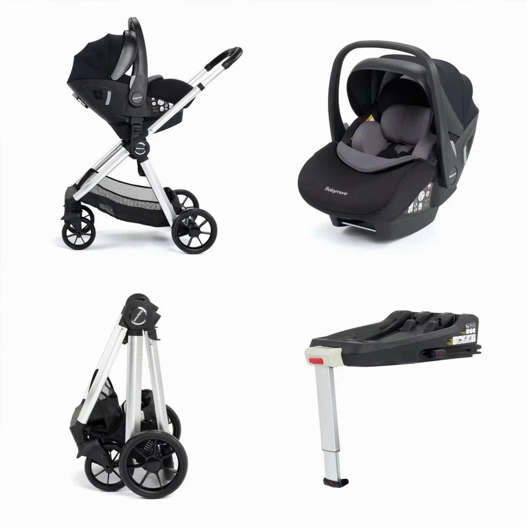 Babymore Mimi Travel System Pecan i-Size Car Seat with Isofix Base - Silver