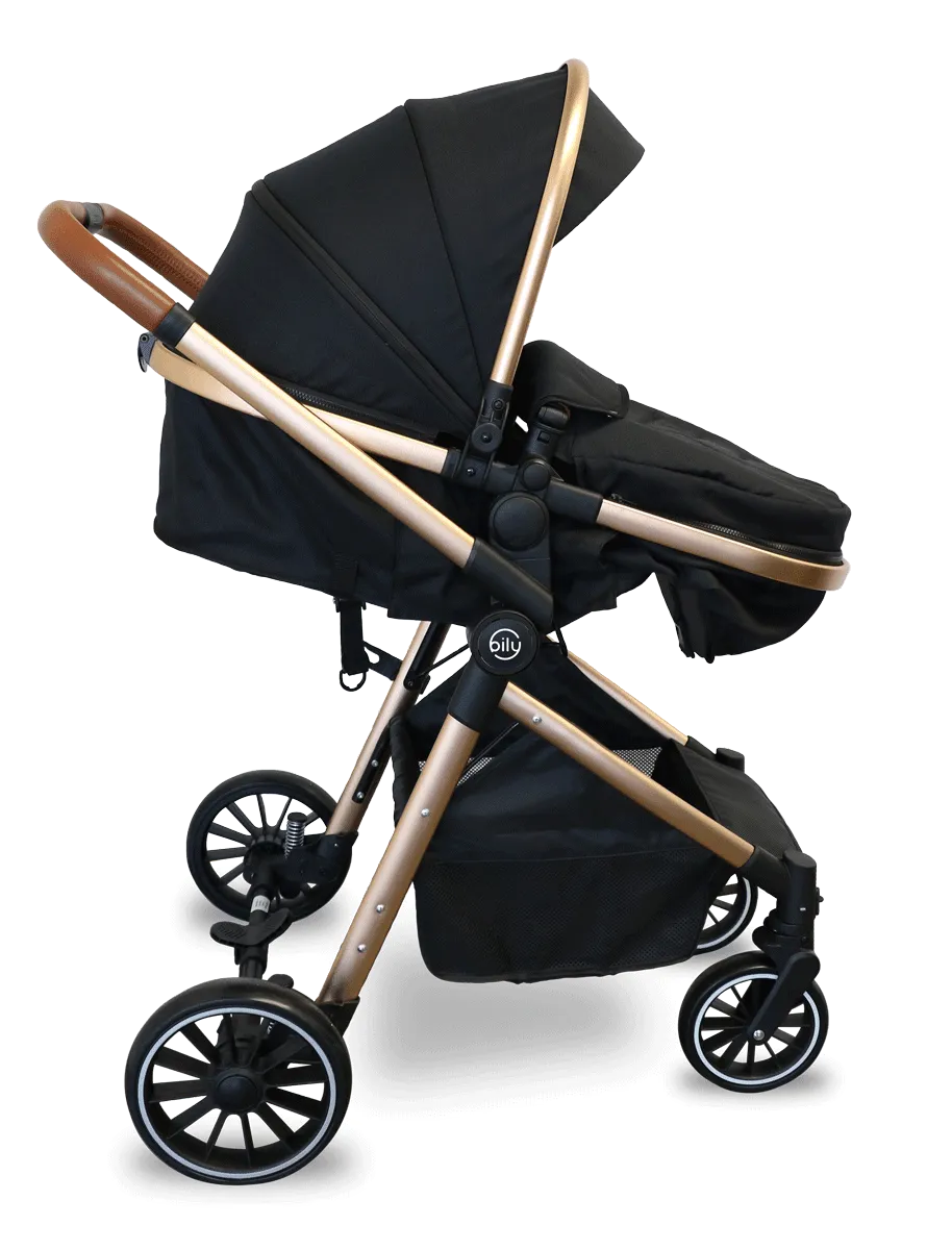 Bily Convertible Stroller, Black & Gold