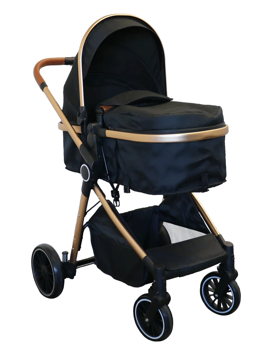 Bily Convertible Stroller, Black & Gold