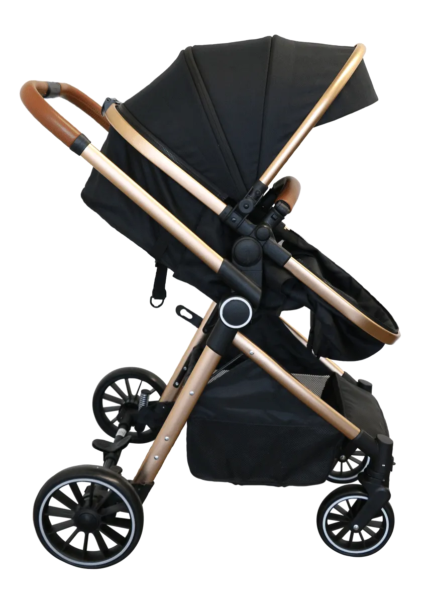 Bily Convertible Stroller, Black & Gold