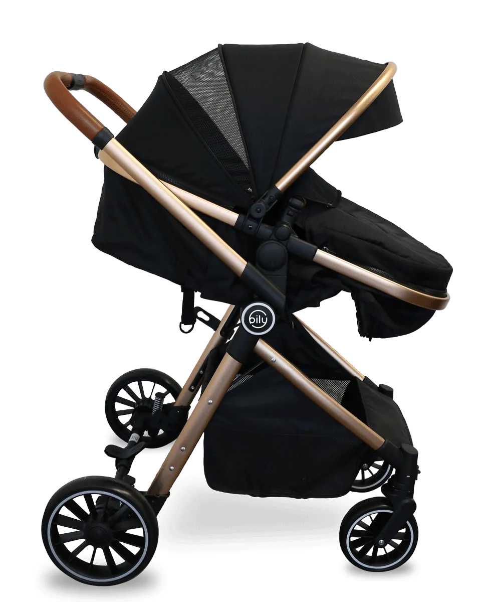 Bily Convertible Stroller, Black & Gold