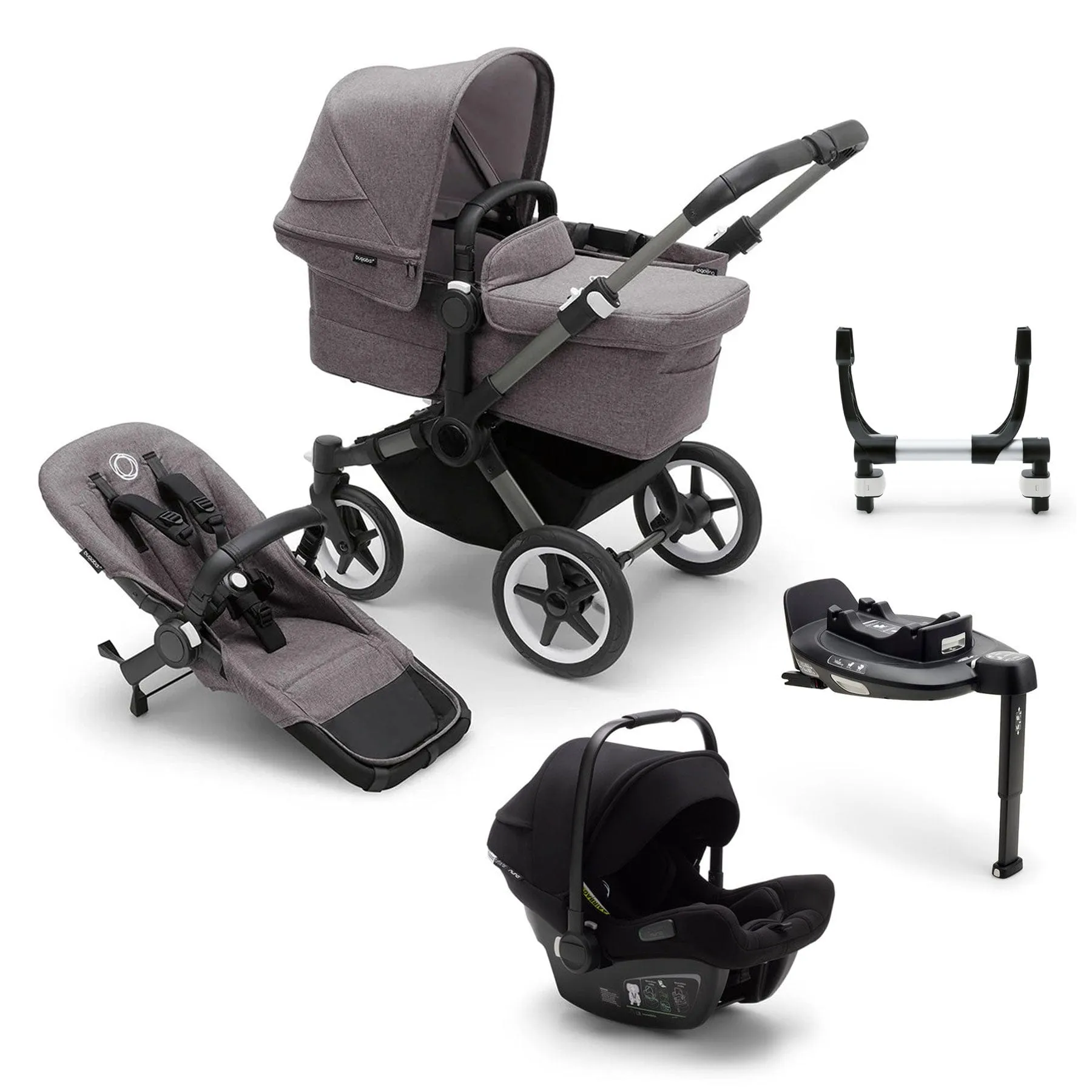 Bugaboo Donkey 5 Mono Turtle Travel System - Grey Mlange