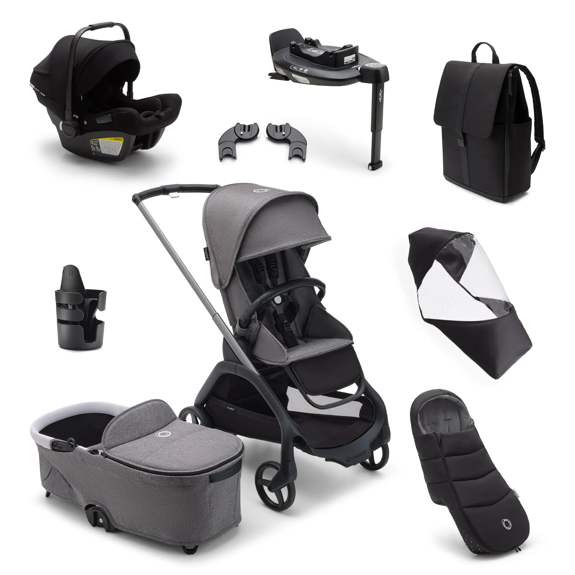 Bugaboo, Dragonfly Ultimate Newborn Bundle, Graphite/Grey Melange