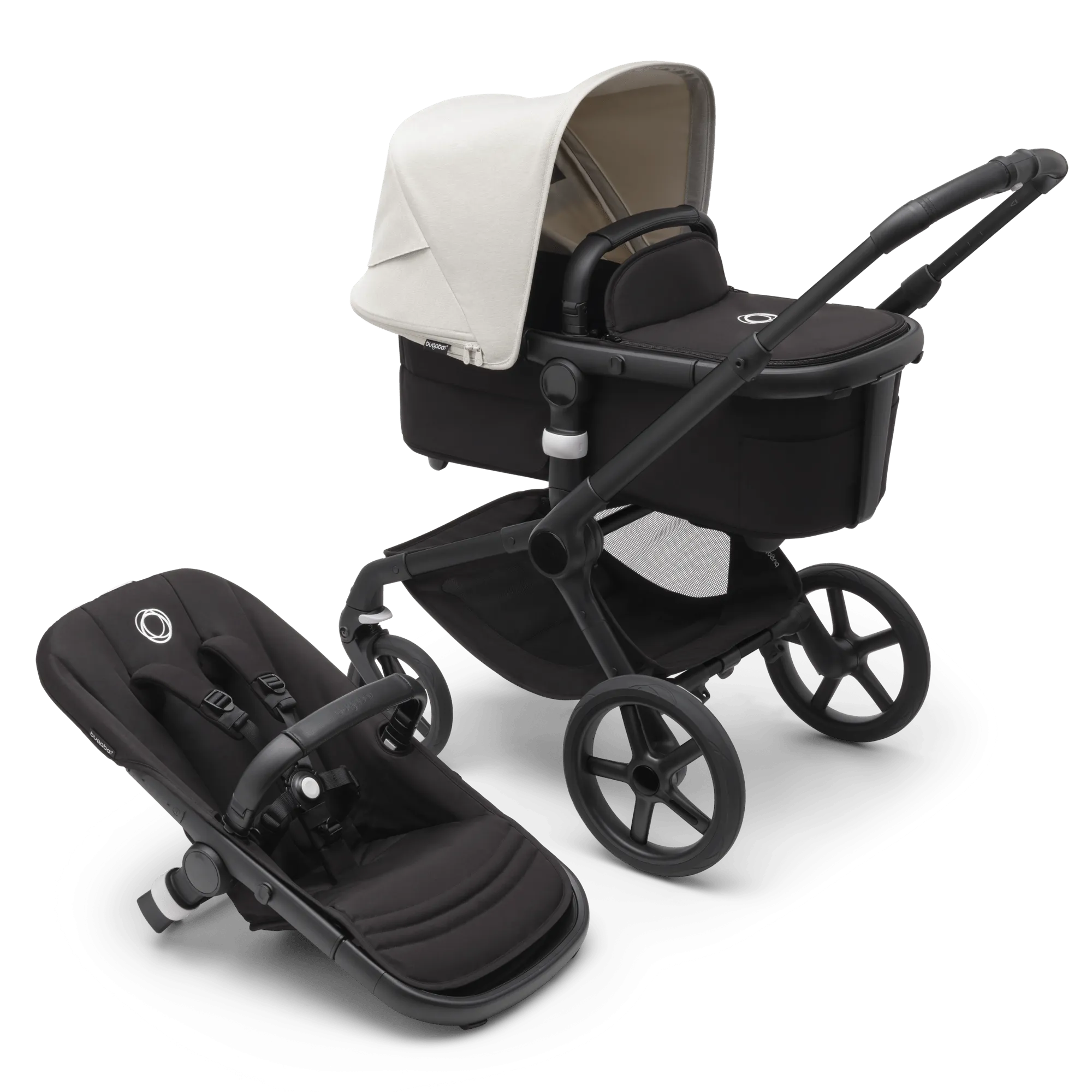 Bugaboo Fox 5, Cloud T and Base Travel System - Black/Midnight Black/Misty White