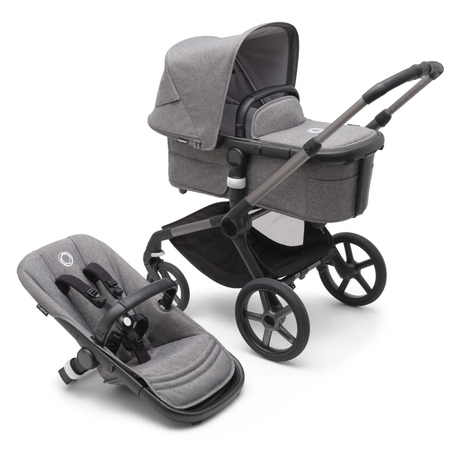 Bugaboo Fox 5, Cloud T and Base Travel System - Graphite/Grey Melange