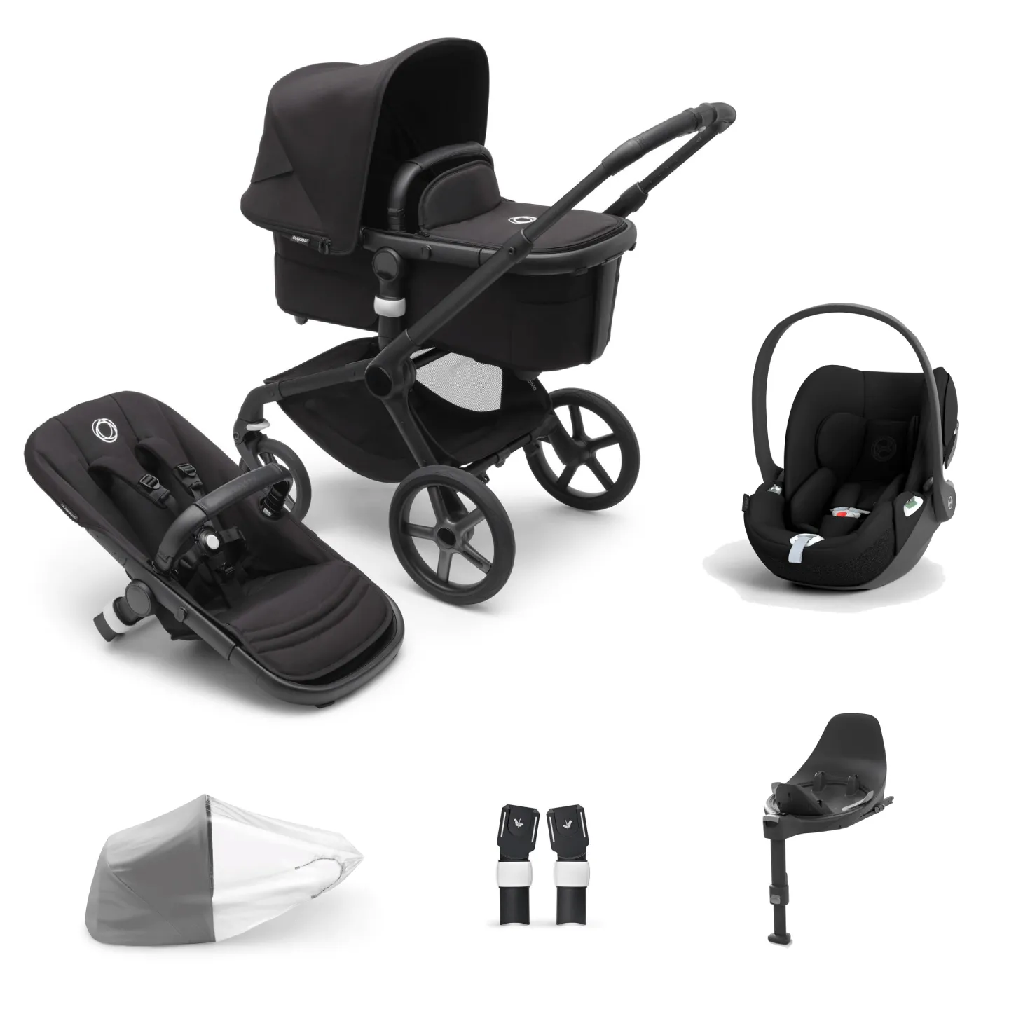 Bugaboo Fox 5, Cloud T and Base Travel System - Midnight Black