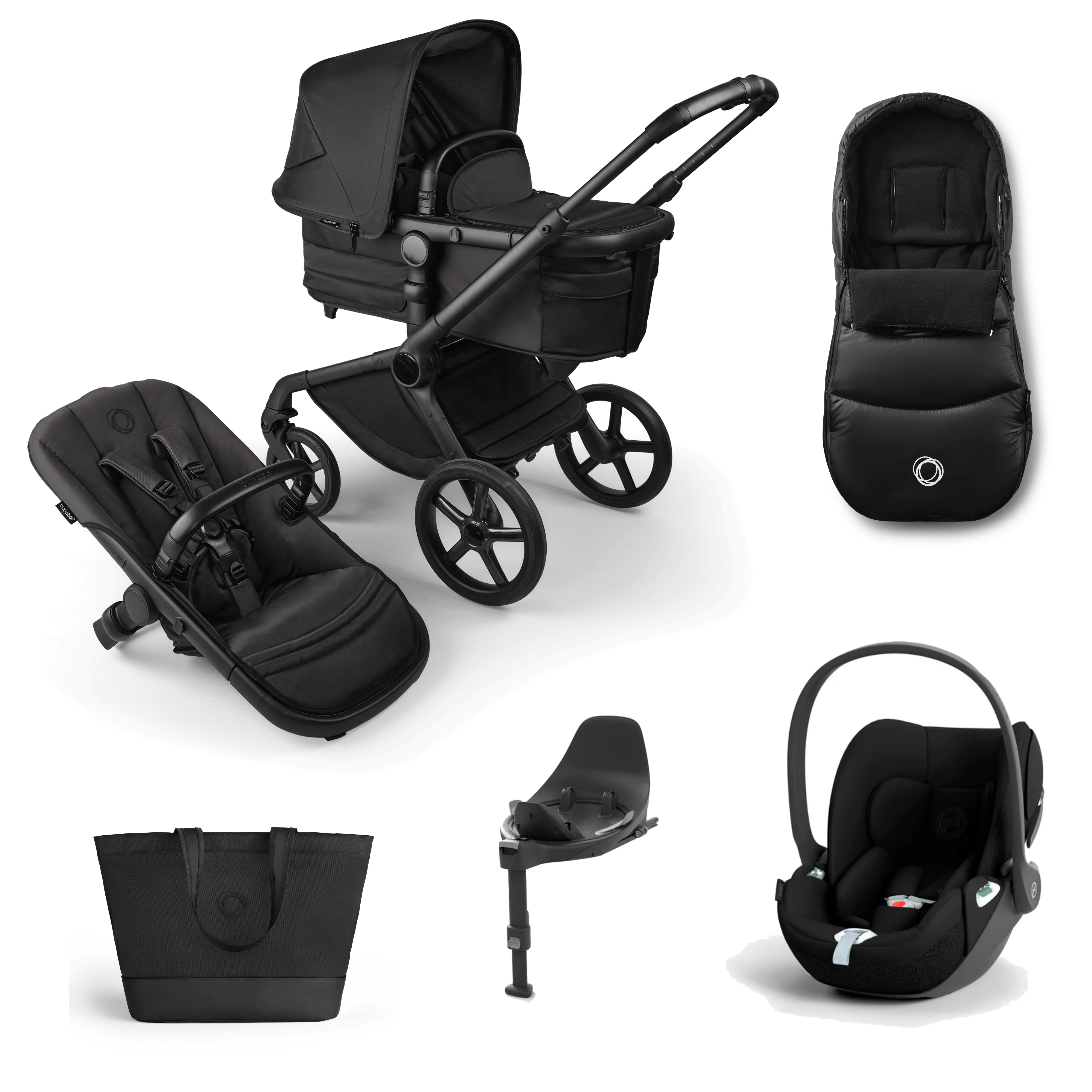 Bugaboo Fox 5 Cloud T Travel System, Noir Limited Edition - Black Moonlight