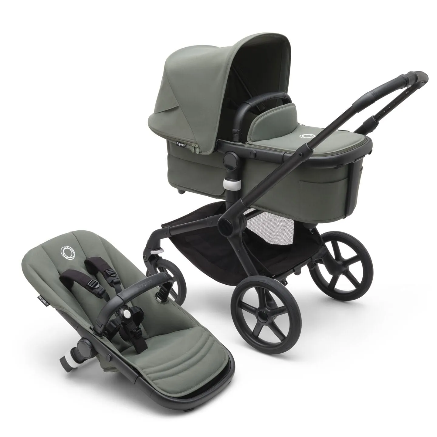 Bugaboo Fox 5, Turtle and Base Travel System - Black/Forest Green