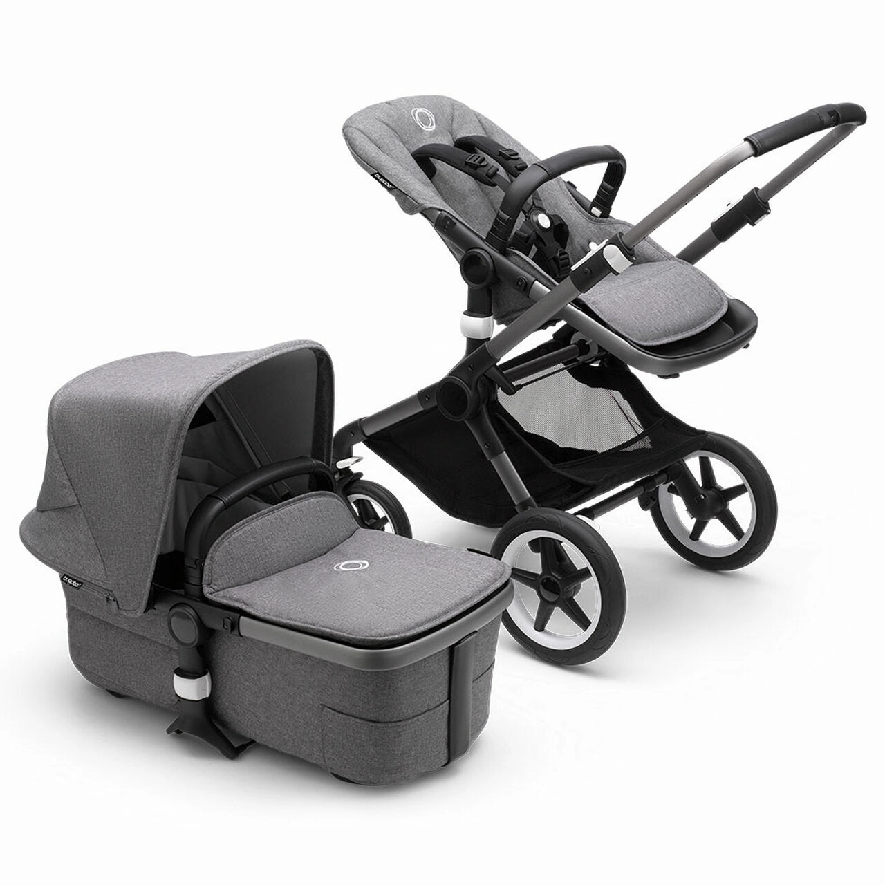 Bugaboo - Fox3 Complete Stroller in Graphite/Grey Melange-Grey Melange
