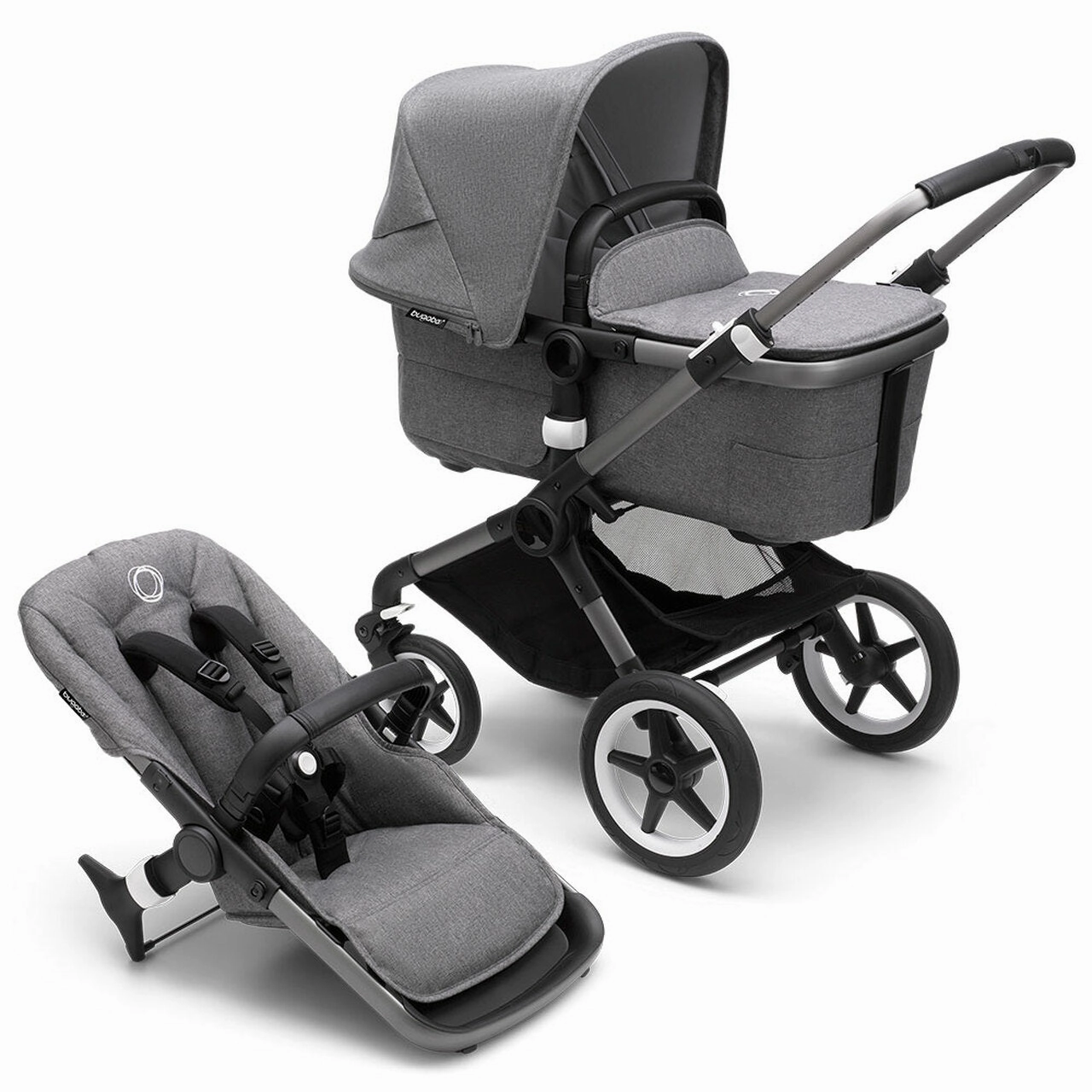 Bugaboo - Fox3 Complete Stroller in Graphite/Grey Melange-Grey Melange