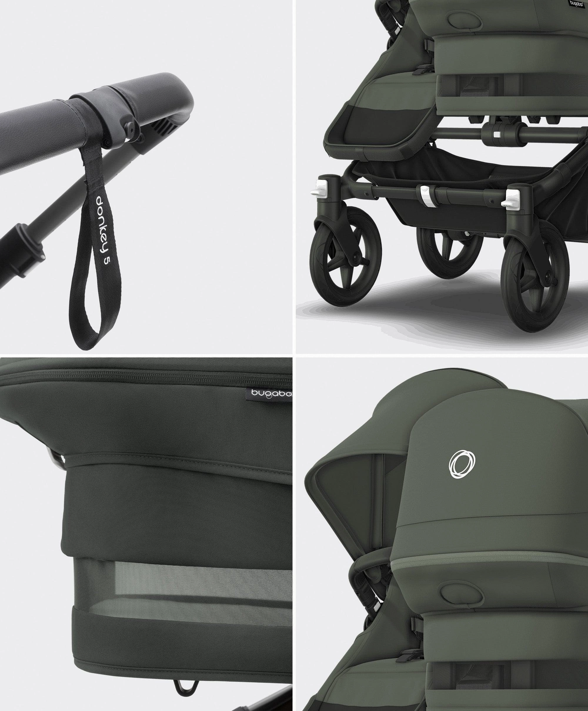 Bugaboo Donkey 5 Double Carrycot & Seat Pushchair - Forest Green