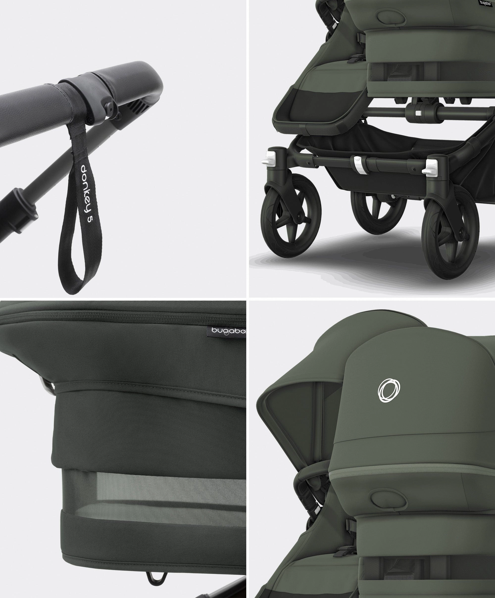 Bugaboo Donkey 5 Double Carrycot & Seat Pushchair - Forest Green