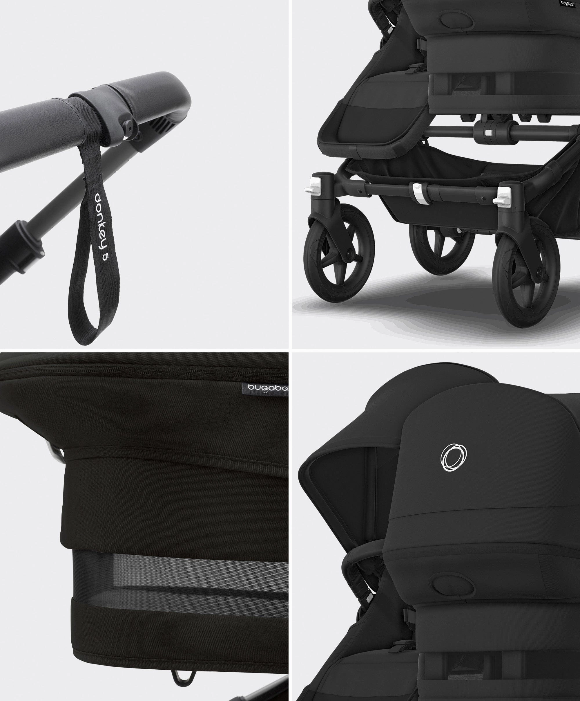 Bugaboo Donkey 5 Double Carrycot & Seat Pushchair - Midnight Black
