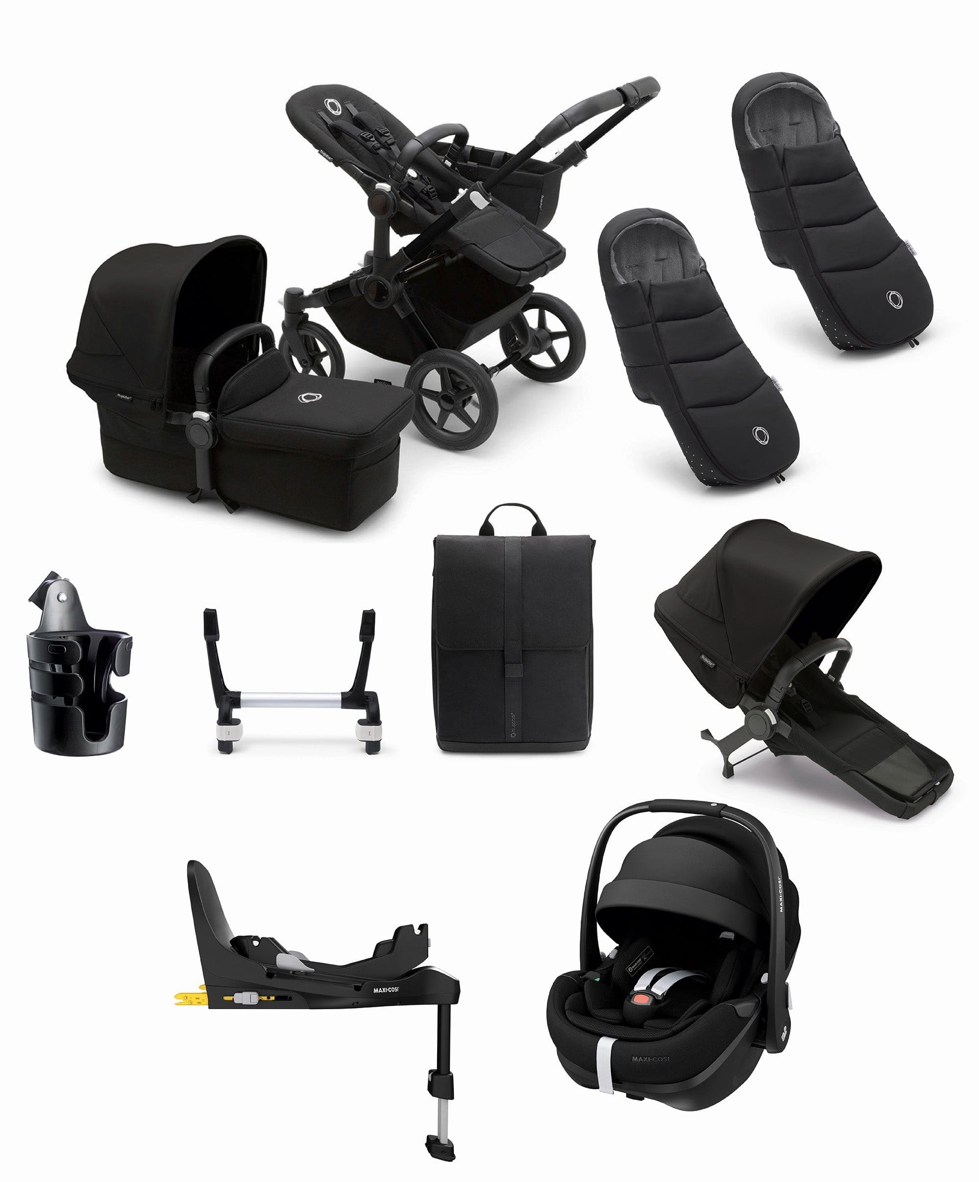 Bugaboo Donkey 5 Duo Pushchair Bundle with Maxi-Cosi Pebble 360 Pro Car Seat & Base - Black