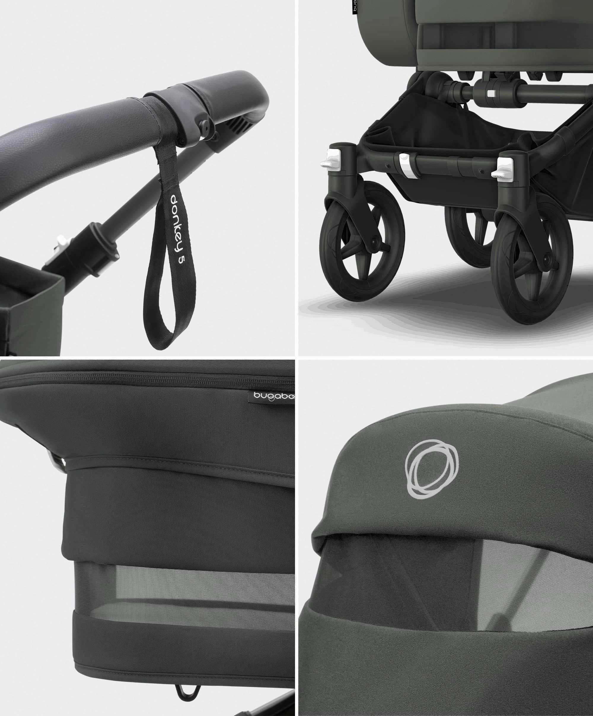 Bugaboo Donkey 5 Duo Pushchair Bundle with Maxi-Cosi Pebble 360 Pro Car Seat & Base - Forest Green