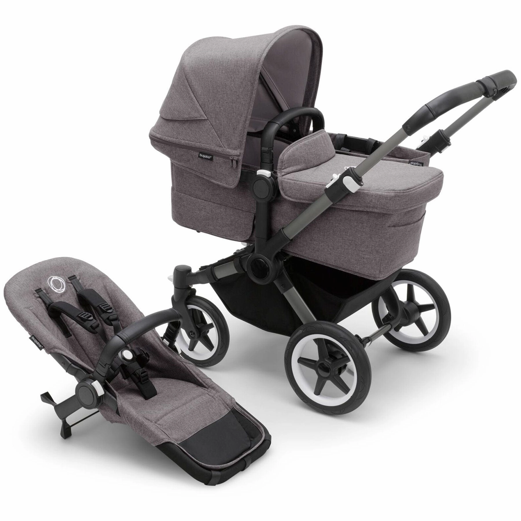Bugaboo Donkey 5 Mono Complete Pushchair - Black/Grey Mlange