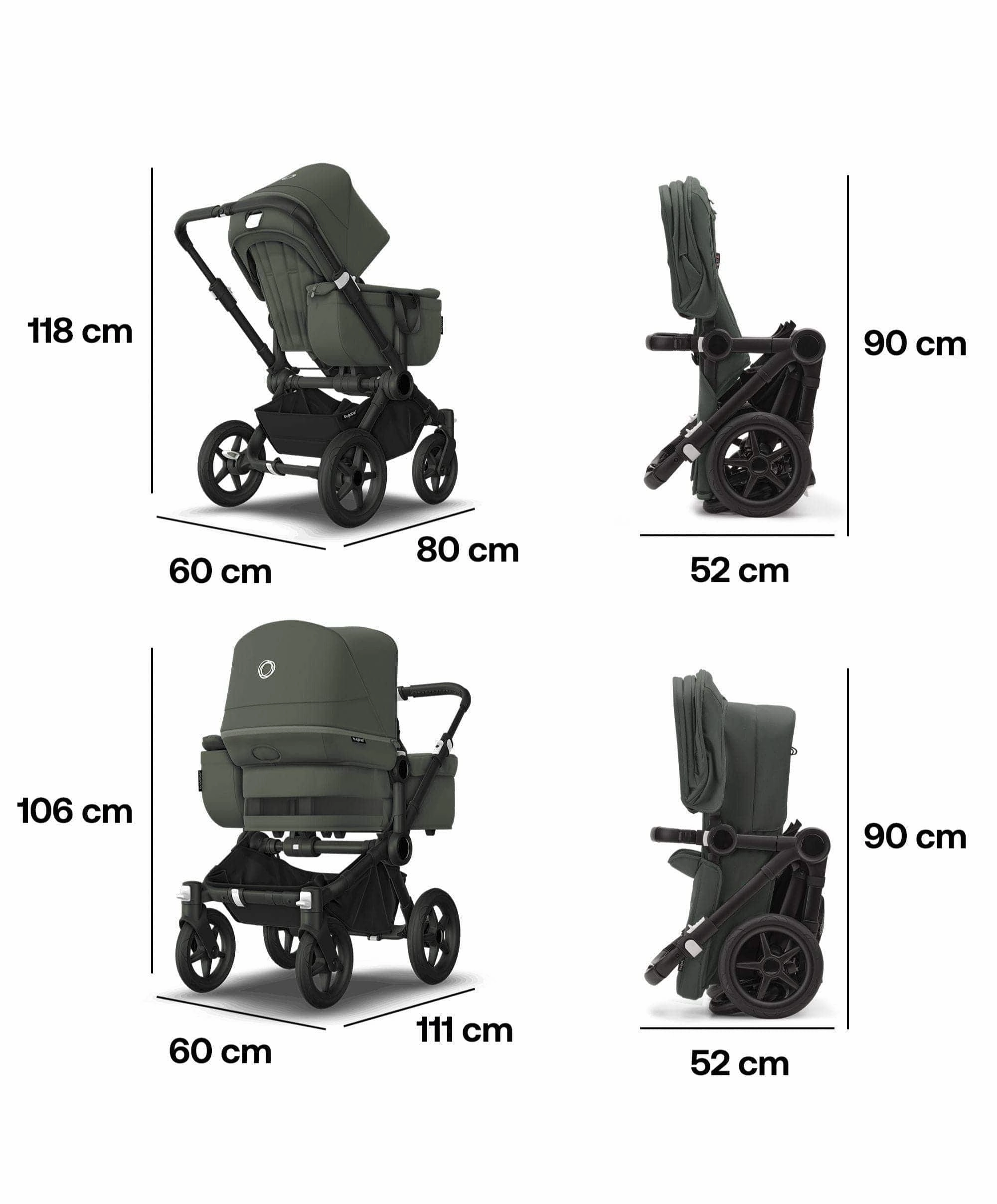 Bugaboo Donkey 5 Mono Complete Pushchair & Carrycot - Forest Green