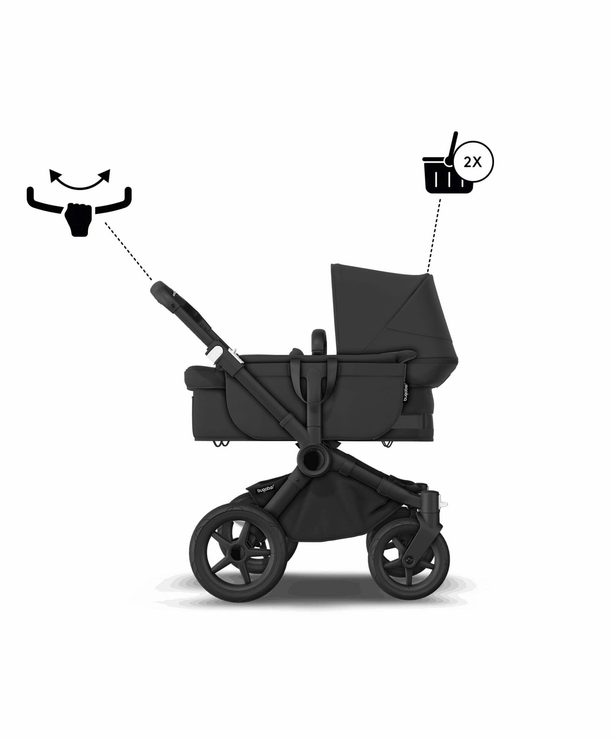 Bugaboo Donkey 5 Mono Complete Pushchair & Carrycot - Midnight Black