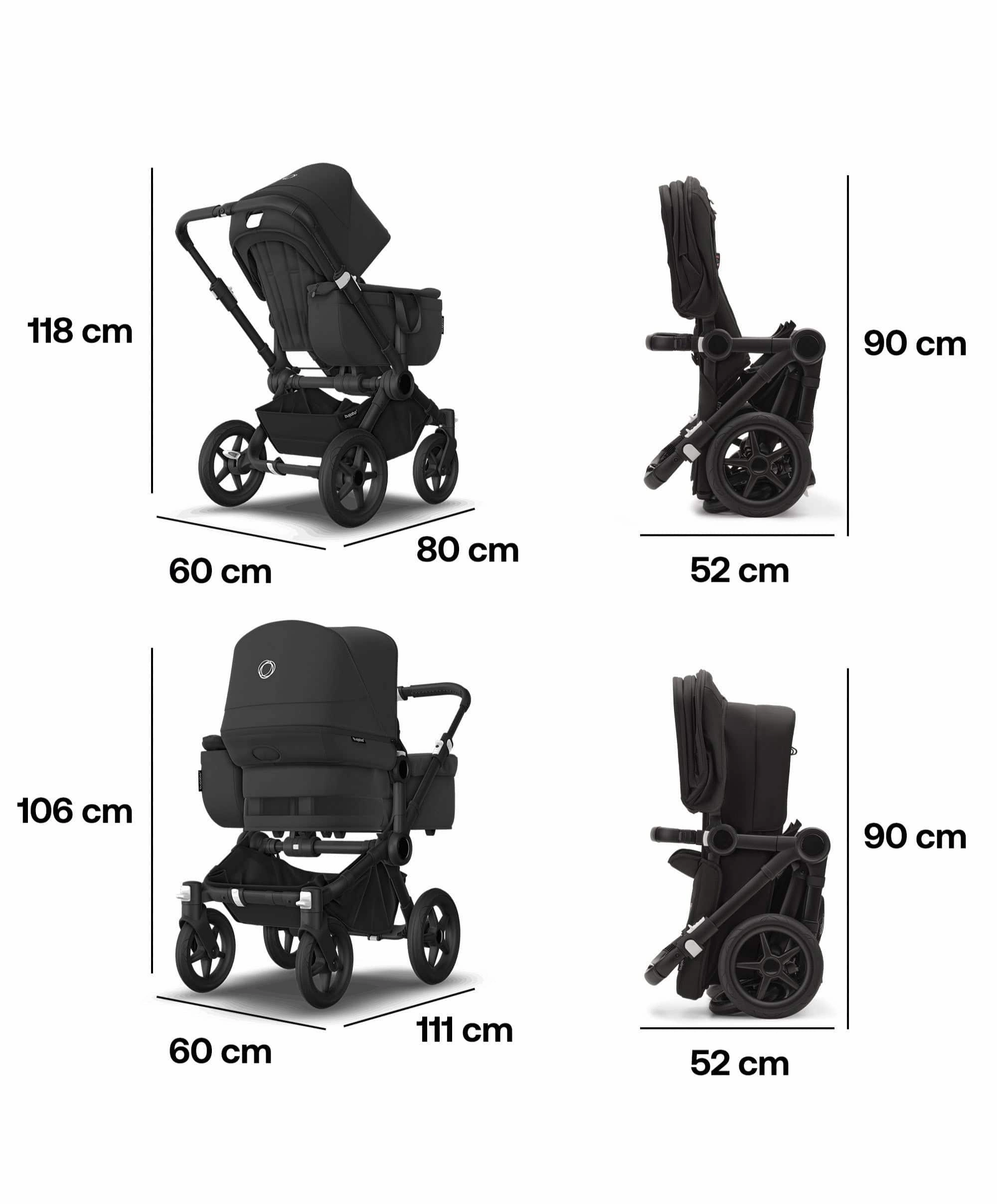 Bugaboo Donkey 5 Mono Complete Pushchair & Carrycot - Midnight Black