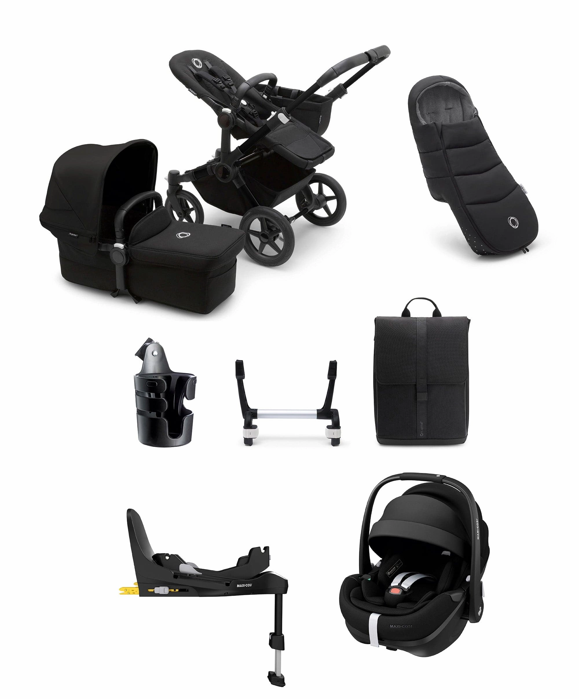 Bugaboo Donkey 5 Mono Complete Pushchair Ultimate Bundle with Maxi-Cosi Pebble 360 Pro Car Seat & Base - Black