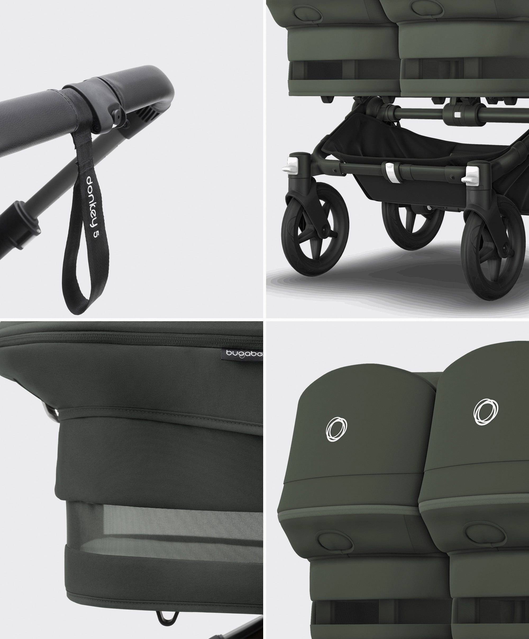 Bugaboo Donkey 5 Twin Carrycot & Seat Pushchair - Forest Green