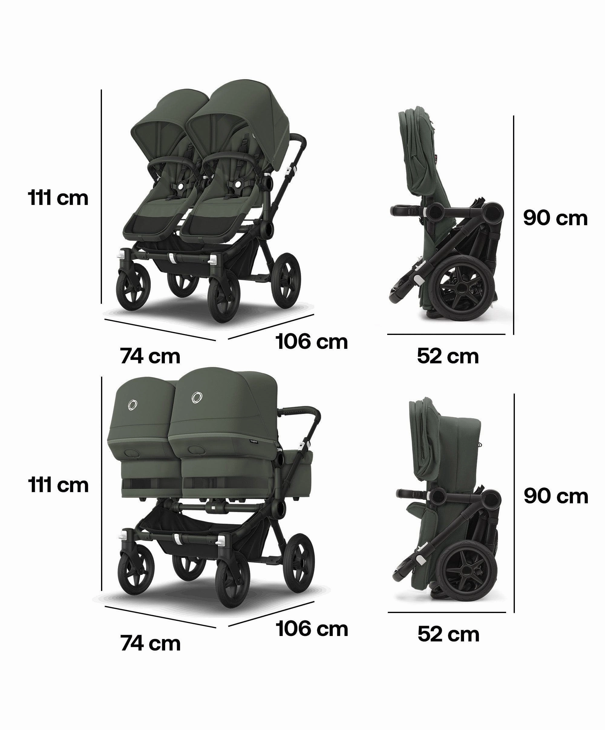 Bugaboo Donkey 5 Twin Carrycot & Seat Pushchair - Forest Green