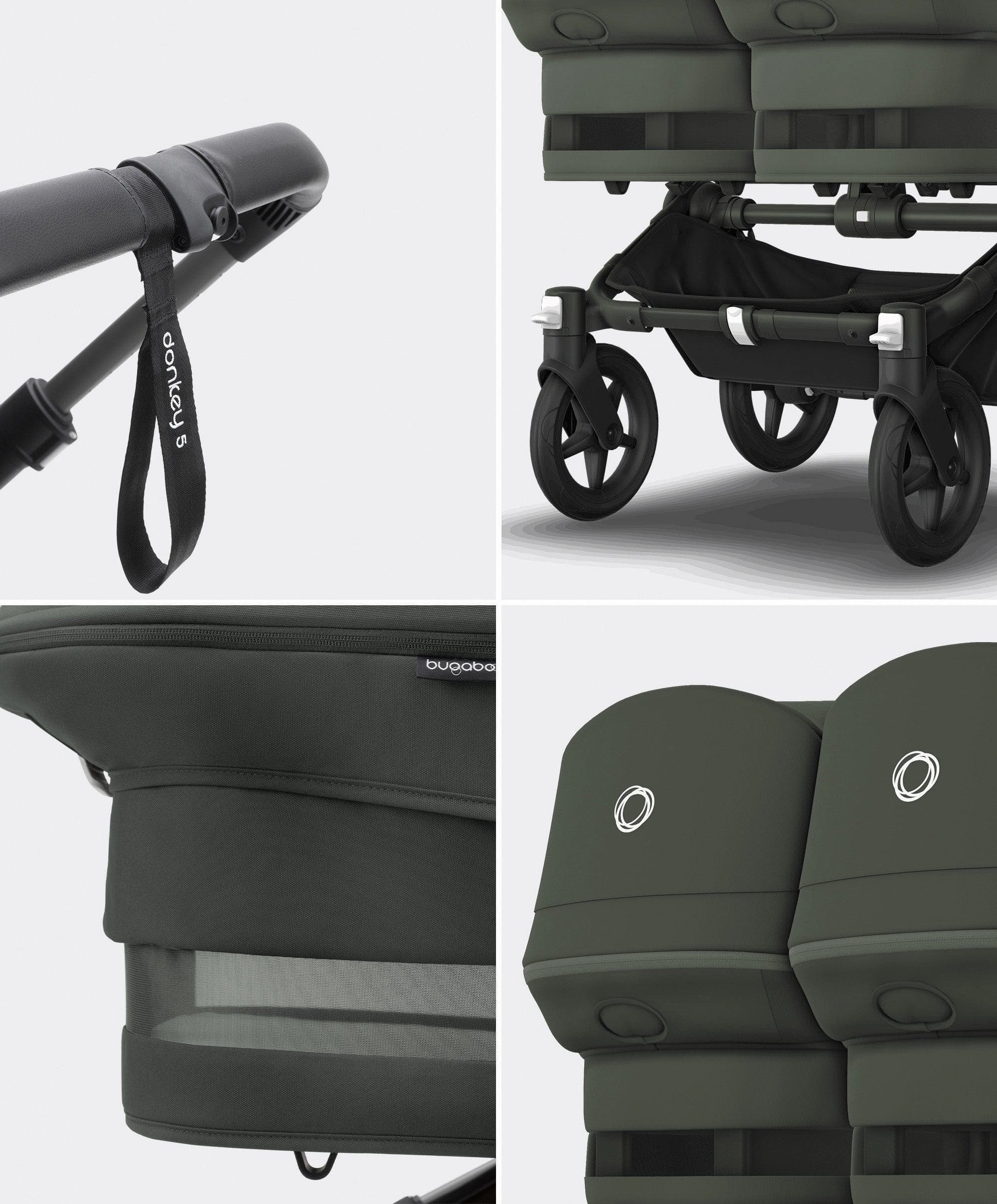 Bugaboo Donkey 5 Twin Carrycot & Seat Pushchair - Forest Green