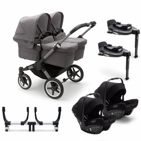 Bugaboo Donkey 5 Twin Complete Turtle Travel System - Grey Mlange