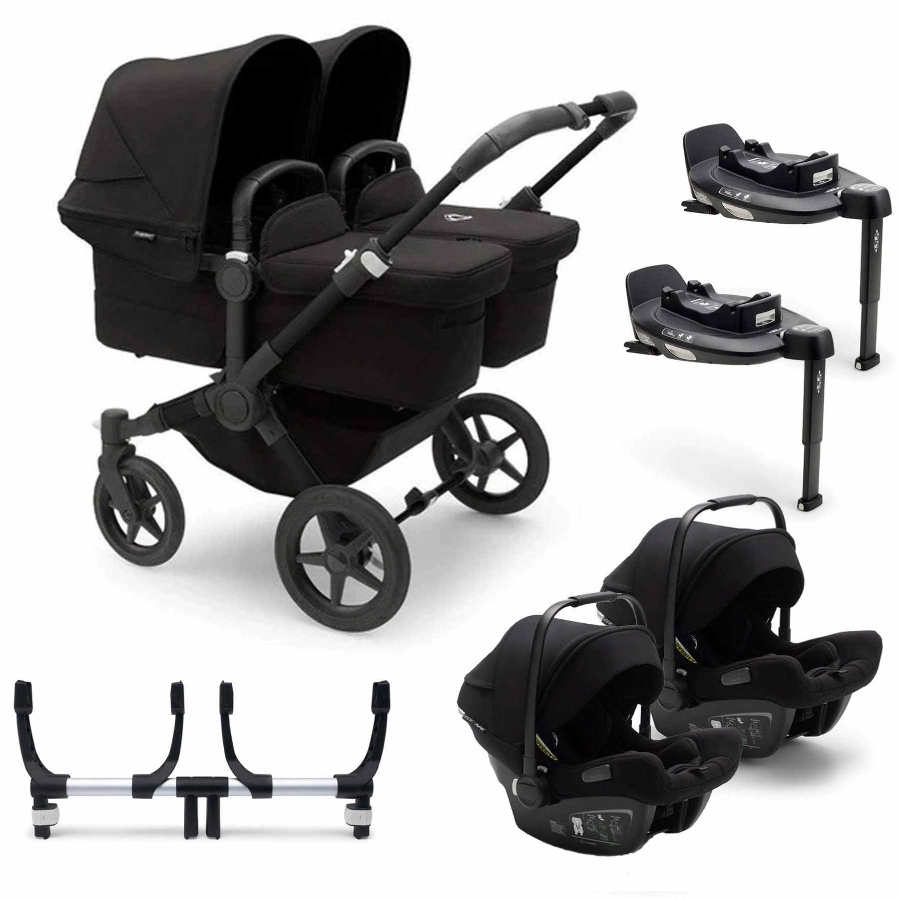 Bugaboo Donkey 5 Twin Complete Turtle Travel System - Midnight Black