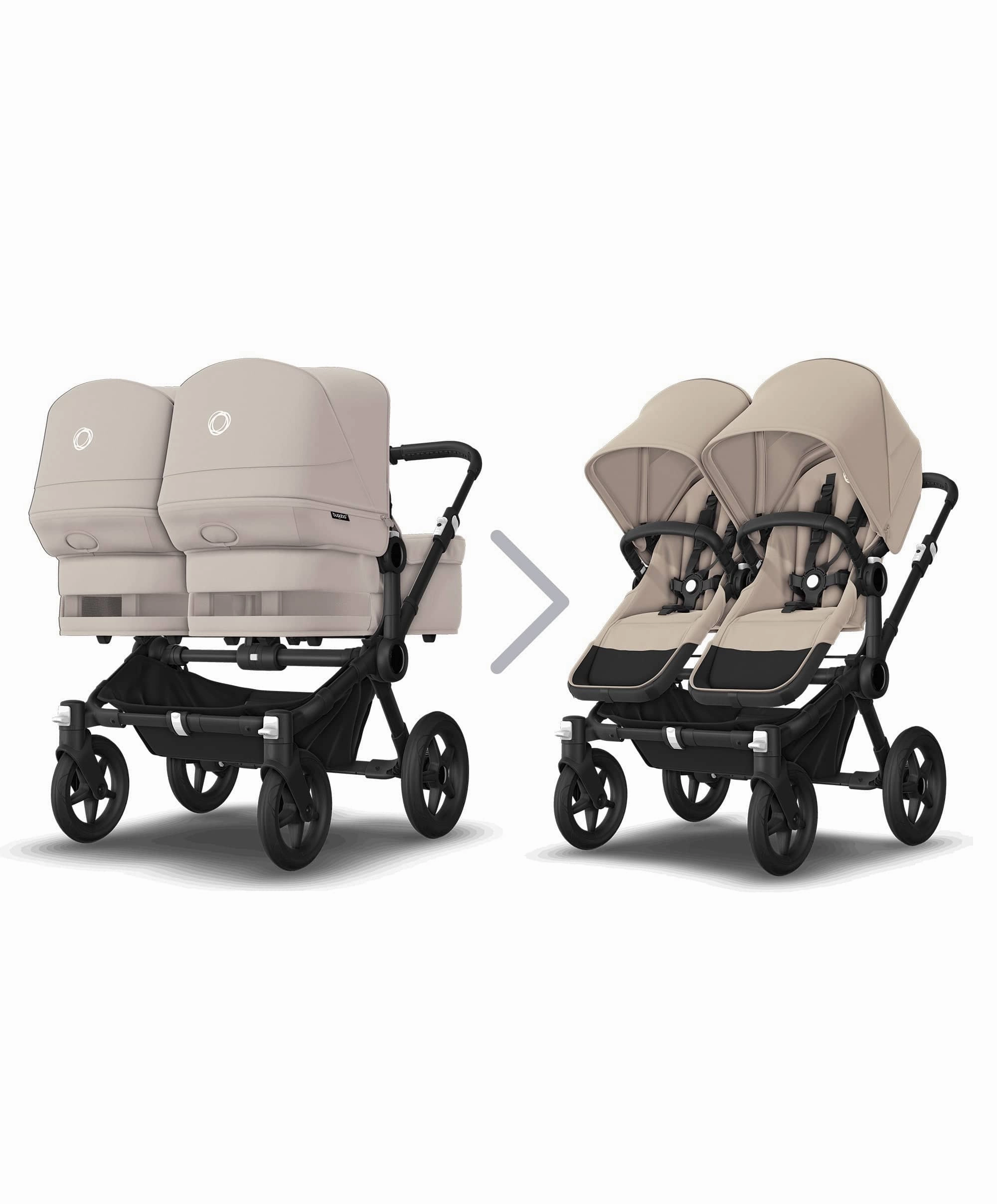 Bugaboo Donkey 5 Twin Pushchair & Carrycot with Extension Set - Desert Taupe