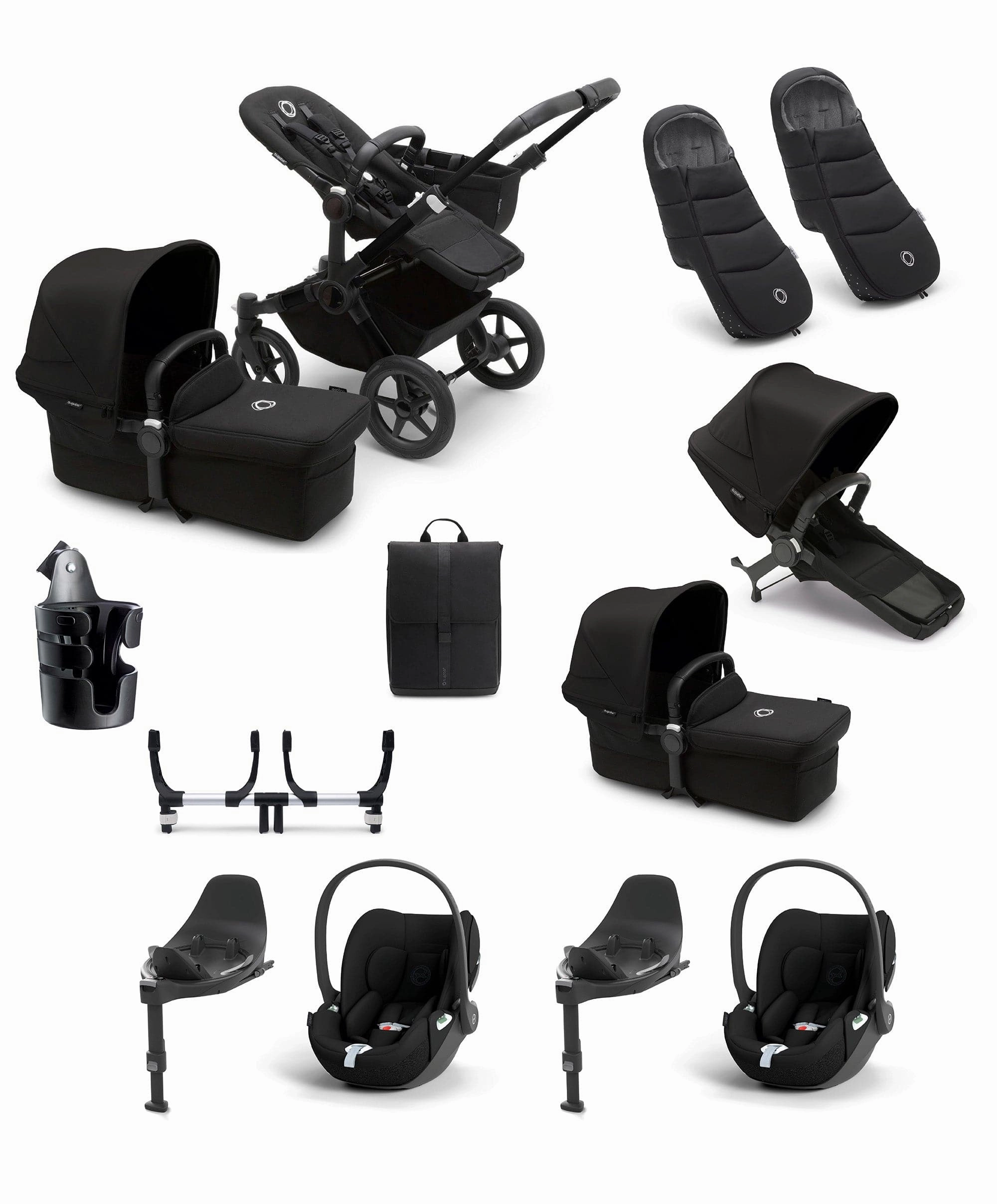 Bugaboo Donkey 5 Twin Pushchair Bundle with Cloud T Car Seat & Base - Black