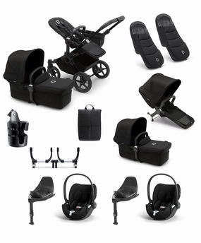 Bugaboo Donkey 5 Twin Pushchair Bundle with Cloud T Car Seat & Base - Black