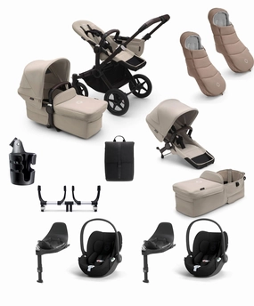 Bugaboo Donkey 5 Twin Pushchair Bundle with Cloud T Car Seat & Base - Taupe